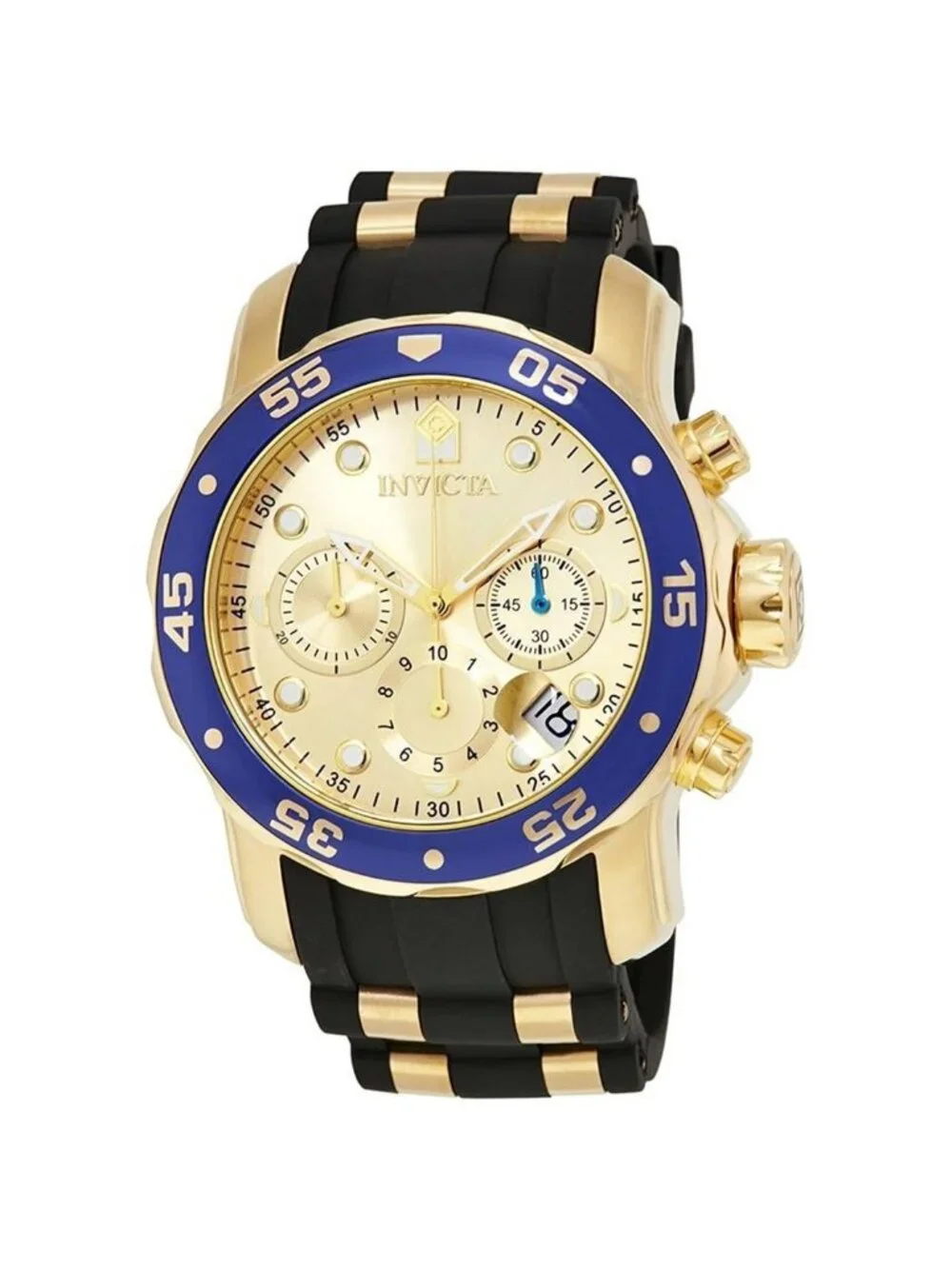 NWT Invicta Pro Diver Chronograph Gold Dial Black Rubber Men's Watch 178841